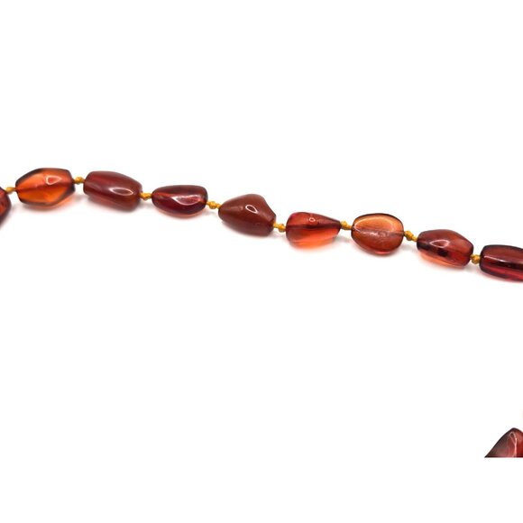Vintage Genuine Baltic Amber Bead Necklace 40 w/ Rolled GOLD Clasp Signed Double - Picture 7 of 7